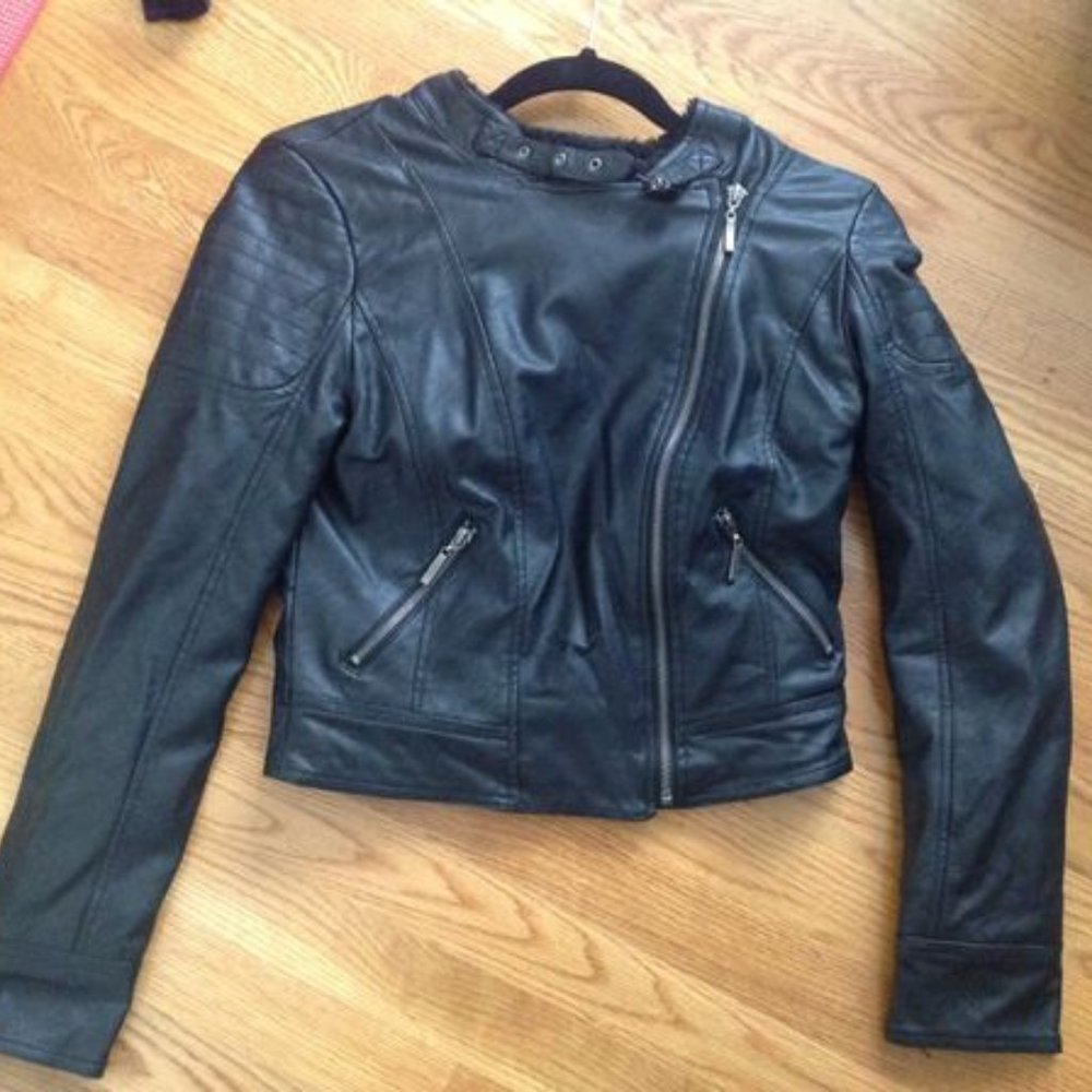 Fur lined leather jacket